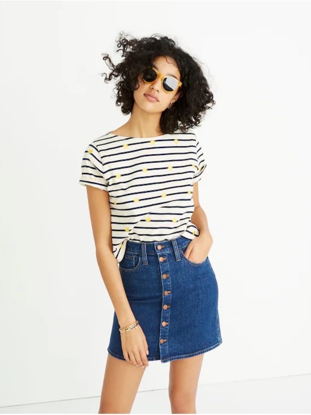 Madewell Stretch Denim Straight Mini Skirt in Arroyo Wash: Button-Front Edition